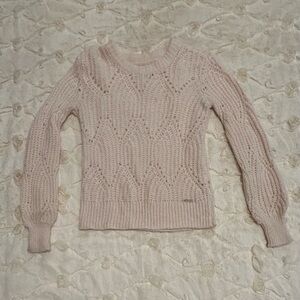 Abercrombie & Fitch Cream Crew Knit Sweater Pullover Cute Fitted Silhouette HOT!